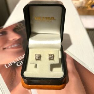 DIAMOND EARRINGS, 5/8 CTW in 14kt White Gold, Princess Cut